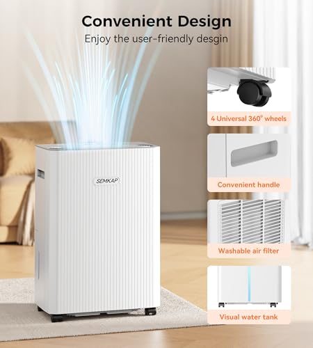 32 Pint Dehumidifier for Basement and Large Rooms with Drain Hose
