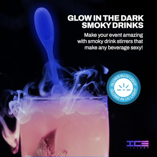 Chrome Cherry 10 Pack Icicle Cocktail Stirrer with Glowing Smokey Effect – Safe Dry Ice Compatible