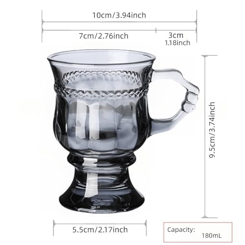 Gray 6oz Double Wall Irish Coffee Mug - Heat Resistant Crystal Glass, Set of 4