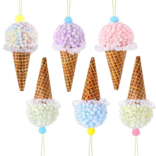 Pink Ice Cream Christmas Tree Ornaments 6Pcs Pastel Macaron Foam Pendants