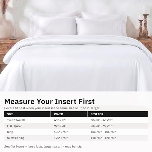 100% Cotton Sateen Twin XL Duvet Cover - Soft White (400 Thread Count)