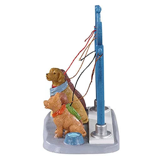 Christmas Village Dog Parking Accessory with Pups and Bowls