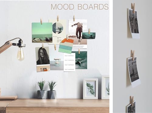 20 Pack Self-Adhesive Wooden Photo Clips for Wall Display