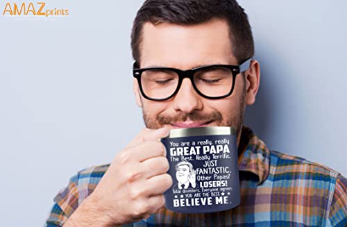 GREAT PAPA Insulated 14oz Stainless Steel Mug - Gifts for Dad Grandpa from Daughter Son Kids