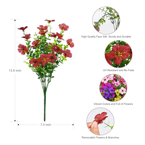 Outdoor Artificial Flowers - 12 Bundles UV Resistant Fake Silk Daisies