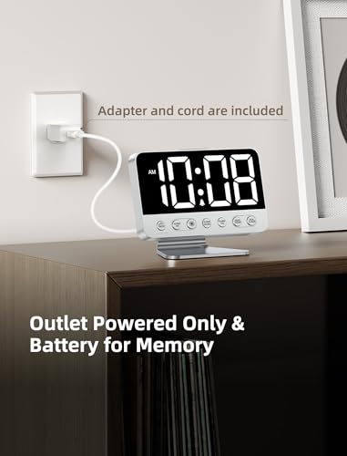 Digital Alarm Clock for Bedrooms - Large Display, Night Light & Dimmer