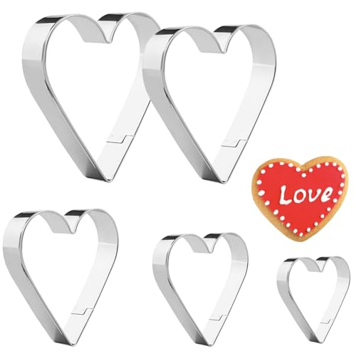 YomiFamily Heart Cookie Cutter Set - 5 Stainless Steel Shapes (3.15", 2.75", 2.36", 1.97", 1.57")