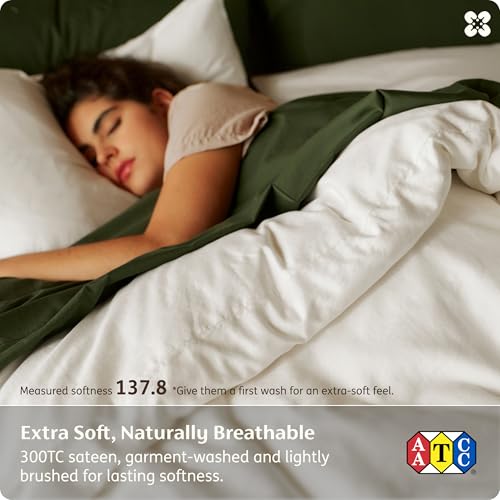 100% Organic Cotton Queen Duvet Cover Set with 2 Pillow Shams - Ivory