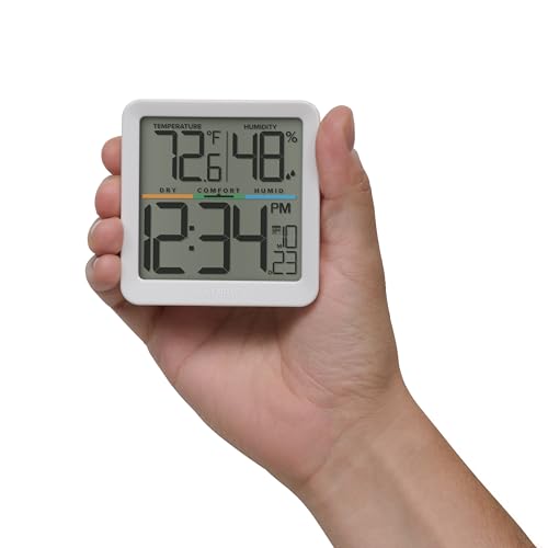 Indoor Comfort Meter with Time & Humidity Readings - Wall, Table & Magnetic Mount