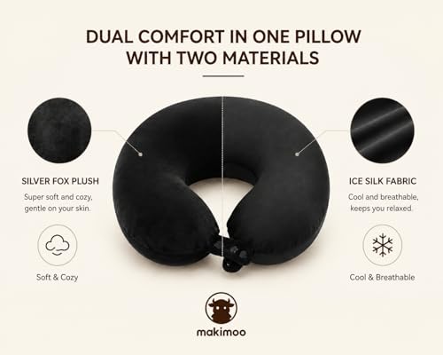 Memory Foam Travel Neck Pillow with Adjustable Support - Soft & Compact