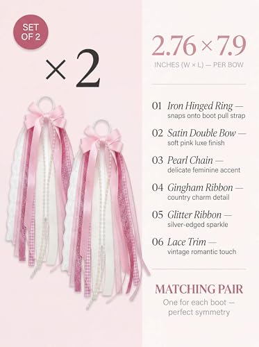 Pink Cowgirl Boot Bows - Layered Ribbon & Pearl Western Accessories (2 Pack)