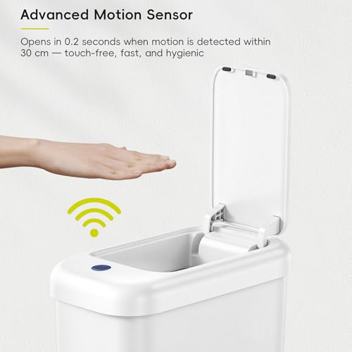 Automatic Bathroom Trash Can 2.6 Gallon Slim Touchless Garbage Bin