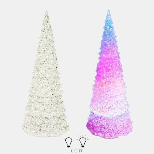 Moments in Time 10.5-Inch Color Changing LED Acrylic Christmas Tree - Battery Operated Holiday Decor