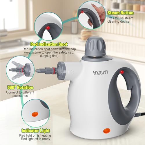 Handheld Pressurized Steam Cleaner with 13-Piece Accessory Set for Home