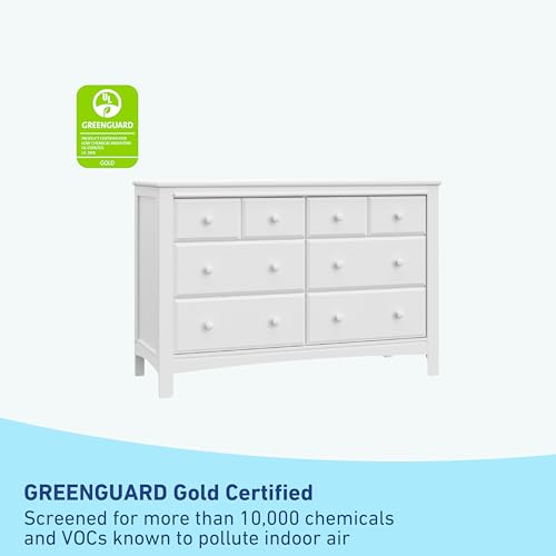 6-Drawer Nursery Dresser, White Wooden Storage Chest with Safety System
