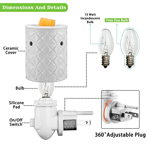 Ceramic Plug-In Wax Melt Warmer with Swivel Base and Night Light
