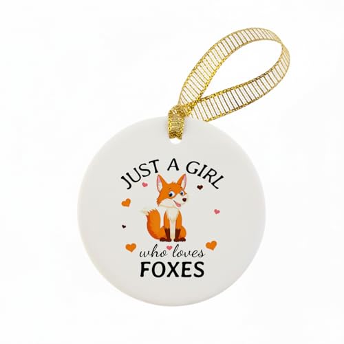 Mancheng-zi Fox Christmas Ornament - Ceramic Holiday Tree Decoration, Girl Who Loves Foxes