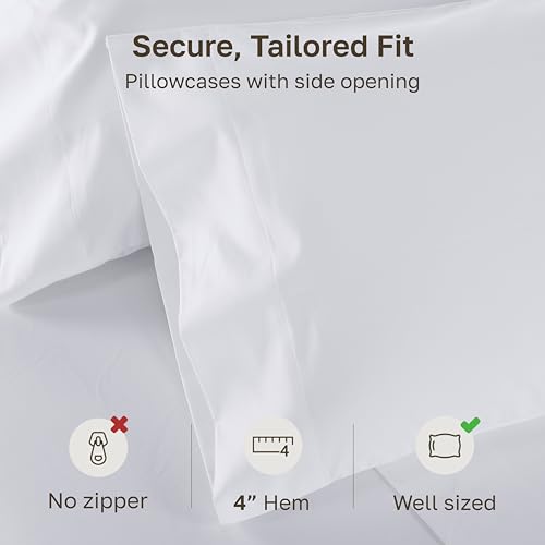 1000 Thread Count King Pillowcases, 100% Cotton Sateen Set of 2