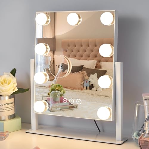Kotdning Vanity Mirror with Lights,Lighted 9 Dimmable Bulbs for