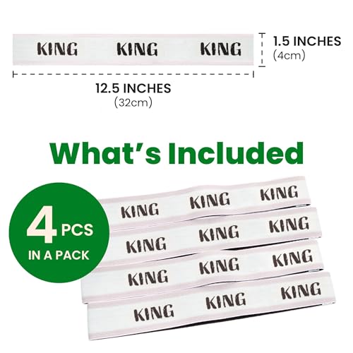 Elastic Bed Sheet Organizer Bands - Linen Closet Storage Labels, King 4-Pack