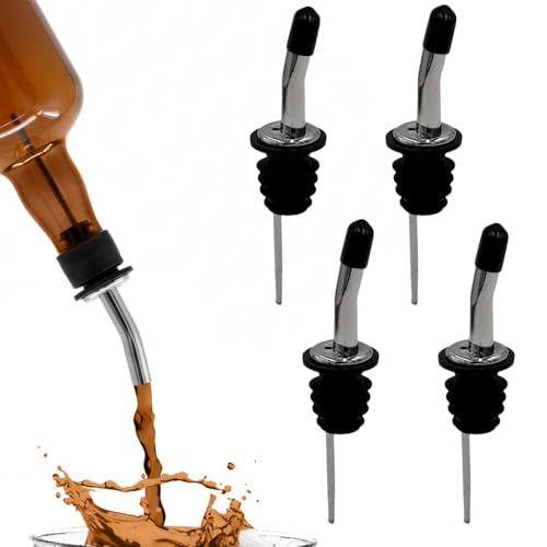 Spill-Stop Liquor Pour Spouts with Dust Caps – 4-Pack, Leakproof, Accurate Shots