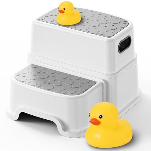 2-Step Toddler Stool with Handles for Potty Training and Bathroom Sink