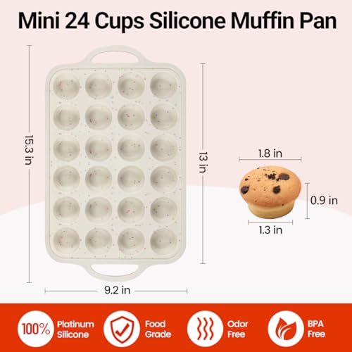 24-Cup Silicone Mini Cupcake & Muffin Pan with Metal Reinforced Frame