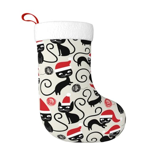 Personalized Christmas Stockings - Cute Funny Cats Kids Holiday Gift, 18 Inch Xmas Decor
