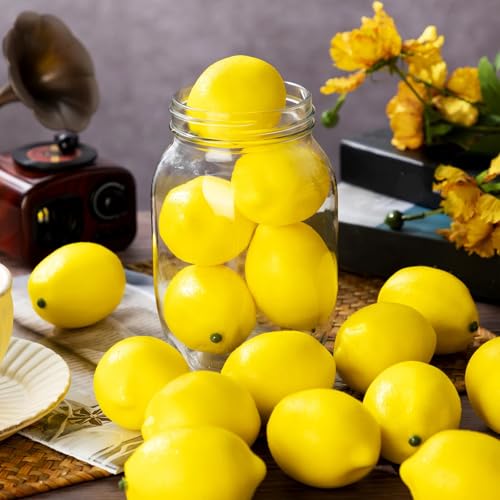 60 Pcs Realistic Artificial Yellow Lemons for Home Decor