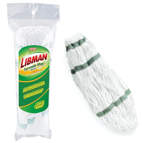 Libman Tornado Mop Refills | Self Wringing | Cotton Mop Head | Twist | Twist Head Replacement | Machine Washable | 4 Self Wring Heads | Direct Replacement Heads for The Tornado