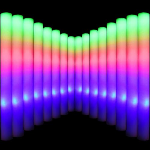 30-Pack LED Foam Glow Sticks, Multicolor Light-Up Foam Wands for Parties