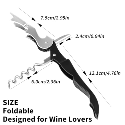 Black 2 PCS Waiter Corkscrew Wine Opener Heavy Duty Bottle Openers