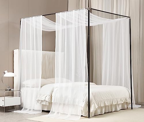 Sheer Canopy Bed Curtains with LED Lights - 2 Panel Princess Canopy Scarf
