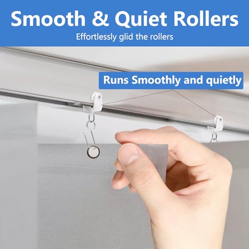 60-Piece Heavy Duty Ceiling Curtain Track Roller and S-Hook Set