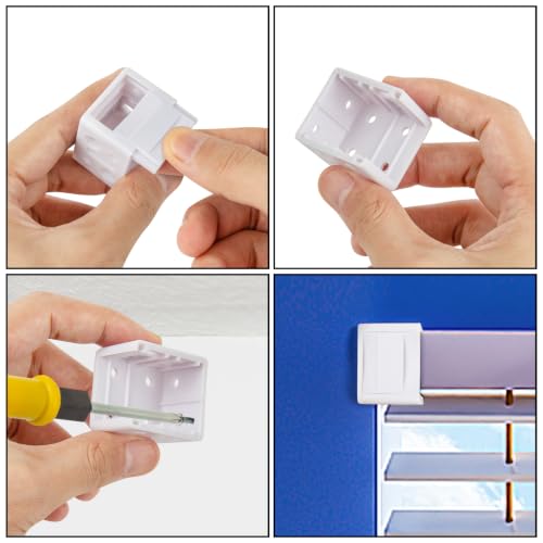 12 Pack 1-Inch Window Blind Headrail Mounting Brackets, White Plastic