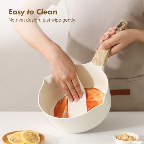 Ceramic Nonstick Saucepan with Glass Lid - 1.5 Qt Small Cooking Pot