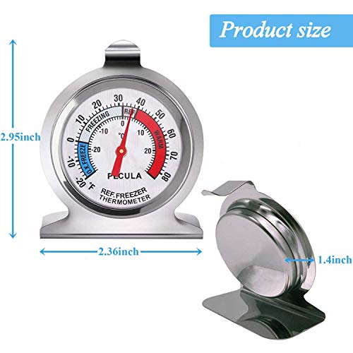 Refrigerator & Freezer Thermometer 2-Pack - Stainless Steel Large Dial