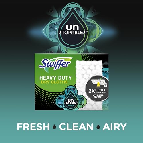 Heavy Duty Dry Sweeping Cloth Refills, Fresh Scent Multi-Surface Pads, 20 Count