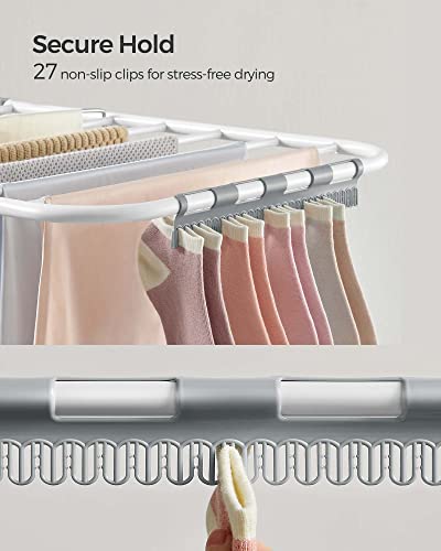 Foldable Clothes Drying Rack with Height-Adjustable Wings and Sock Clips