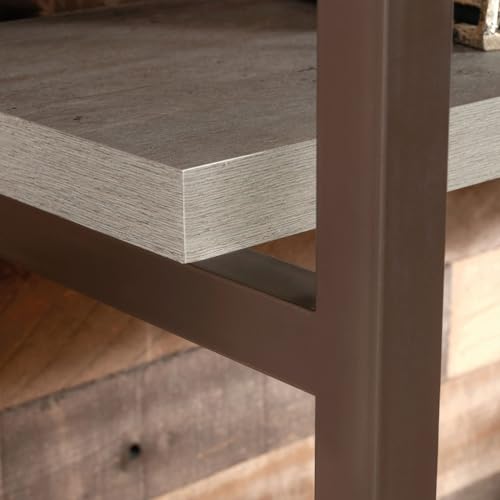 60-Inch Desk Hutch with Open Shelves, Industrial Brown & Grey Storage