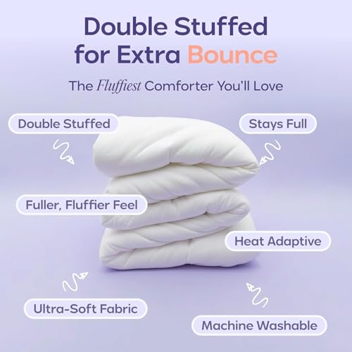 Extra Fluffy Down Alternative Comforter - All-Season Box Stitch Duvet Insert