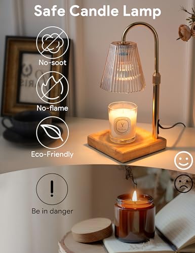 Candle Warmer Lamp with Adjustable Height & Timer, Gold