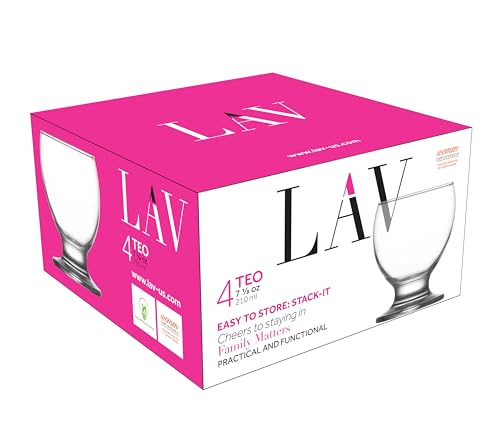 Short Stemmed Balloon Glasses, 7.1 oz Stackable Tumblers for Wine and Beer