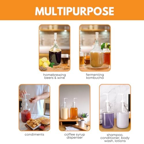 1 Gallon Glass Jugs - 8-Pack Clear Storage Bottles with Handles (128 oz)
