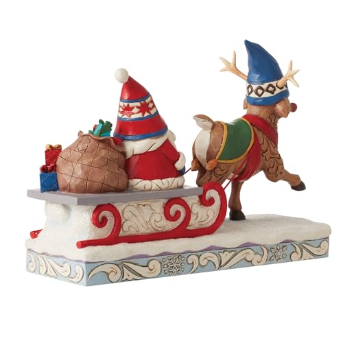 Jim Shore Heartwood Creek Reindeer & Gnome Figurine - 6 Inch Holiday Decor