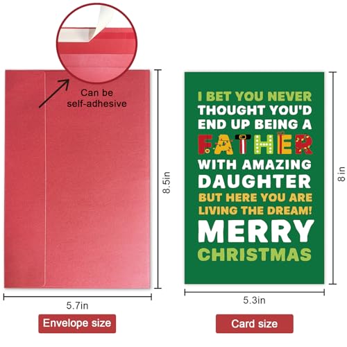Father Christmas Card from Daughter - Funny Sarcastic Xmas Card for Dad (Variation: Father) - 8 x 5.3in