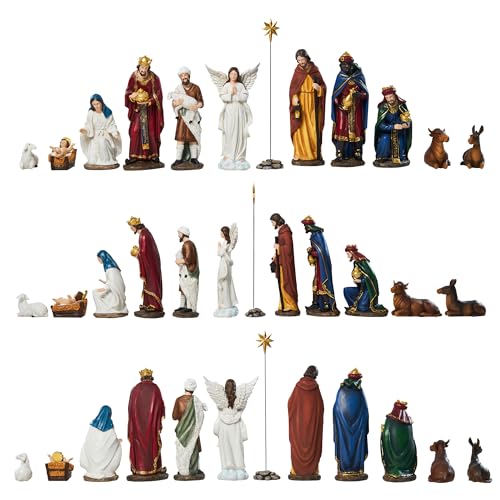 13-Piece Christmas Nativity Set - 3.9" Hand-Painted Resin Tabletop Figurines