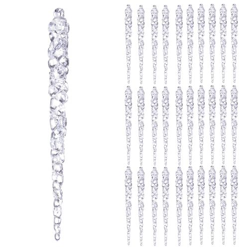 Diahom 30ct 5in Crystal Icicle Christmas Ornaments - Clear Hanging Decor