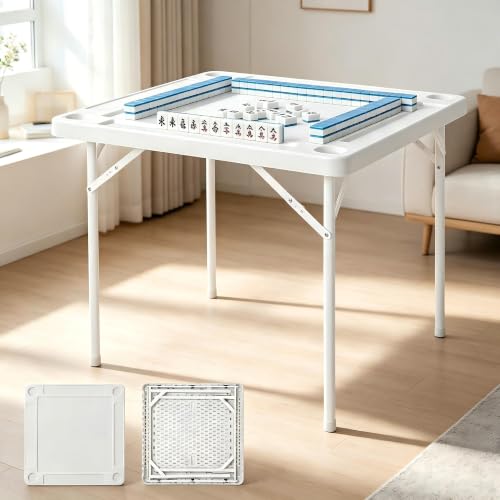 Garvee 35-Inch Folding Mahjong Table with Cup Holders & Trays for 4 Players