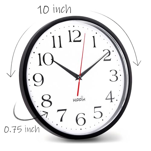 10-Inch Silent Wall Clock - 2 Pack Non-Ticking Battery Operated Analog Clock
